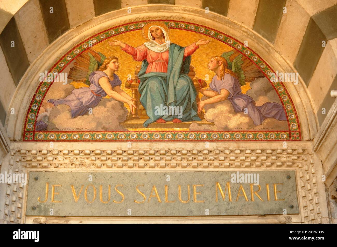 Church of Notre-Dame de la Garde, Marseille, colourful religious mosaic depicting Mary and angels, Marseille, Departement Bouches du Rhone, Region Stock Photo