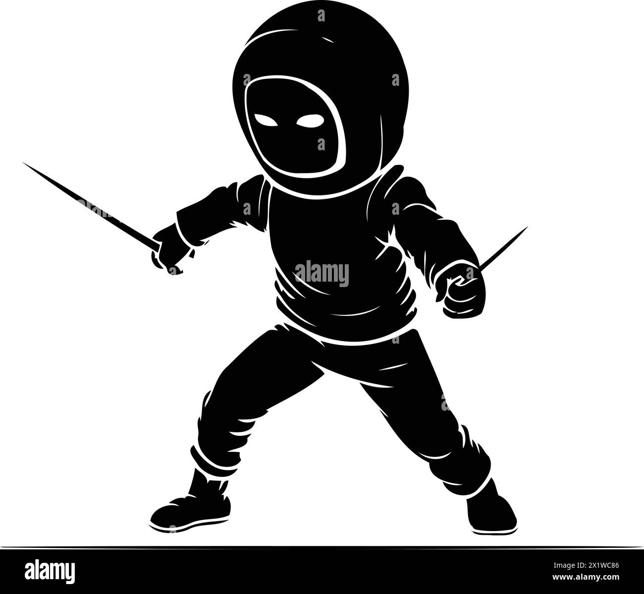 Astronaut in a spacesuit with a sword. Vector illustration Stock Vector