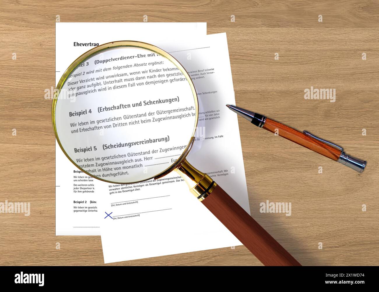 Take a close look at your marriage contract Stock Photo