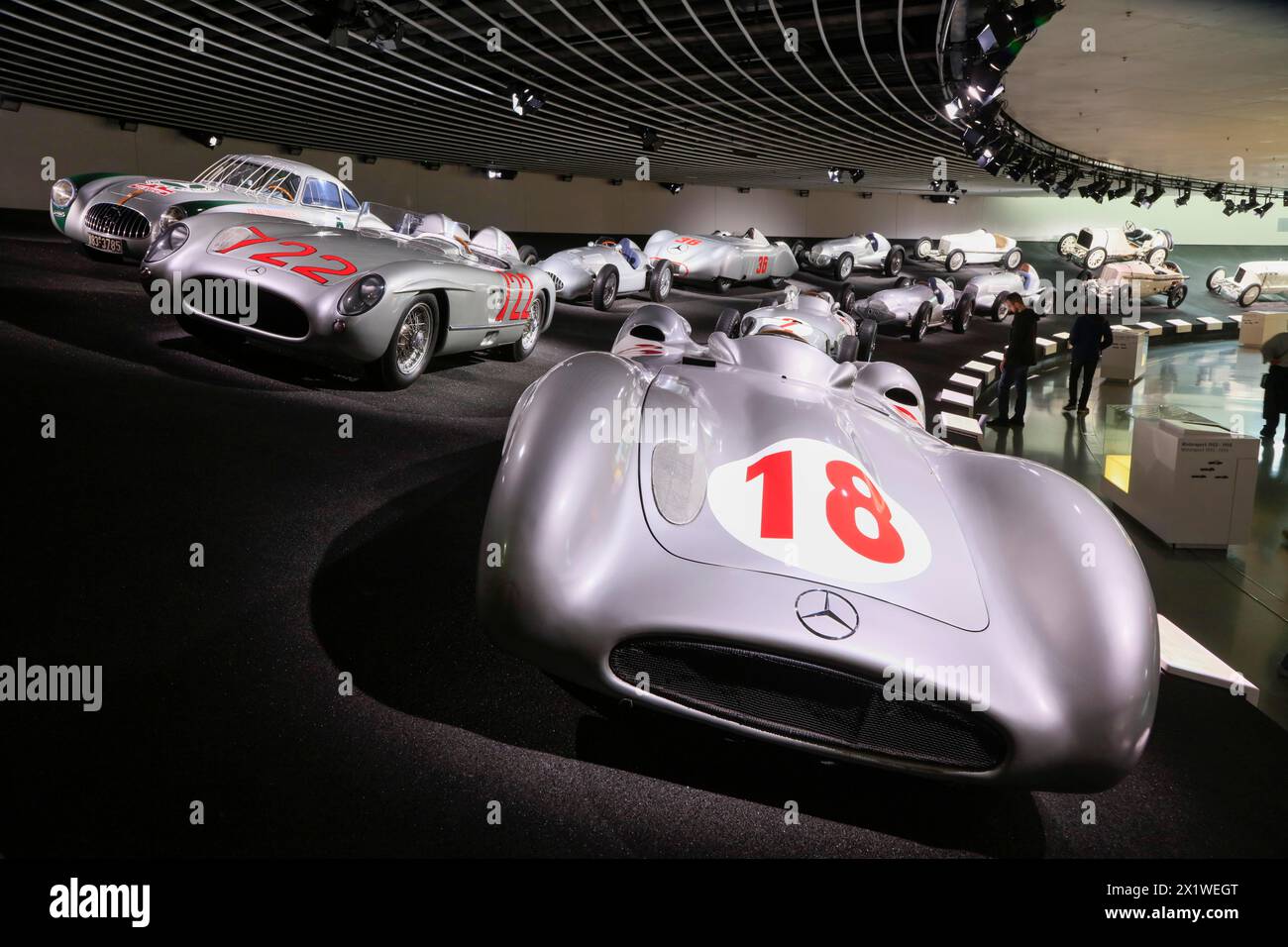 Racing cars, Silver Arrows, Mercedes-Benz Museum, Stuttgart, Baden-Wuerttemberg, Germany Stock Photo