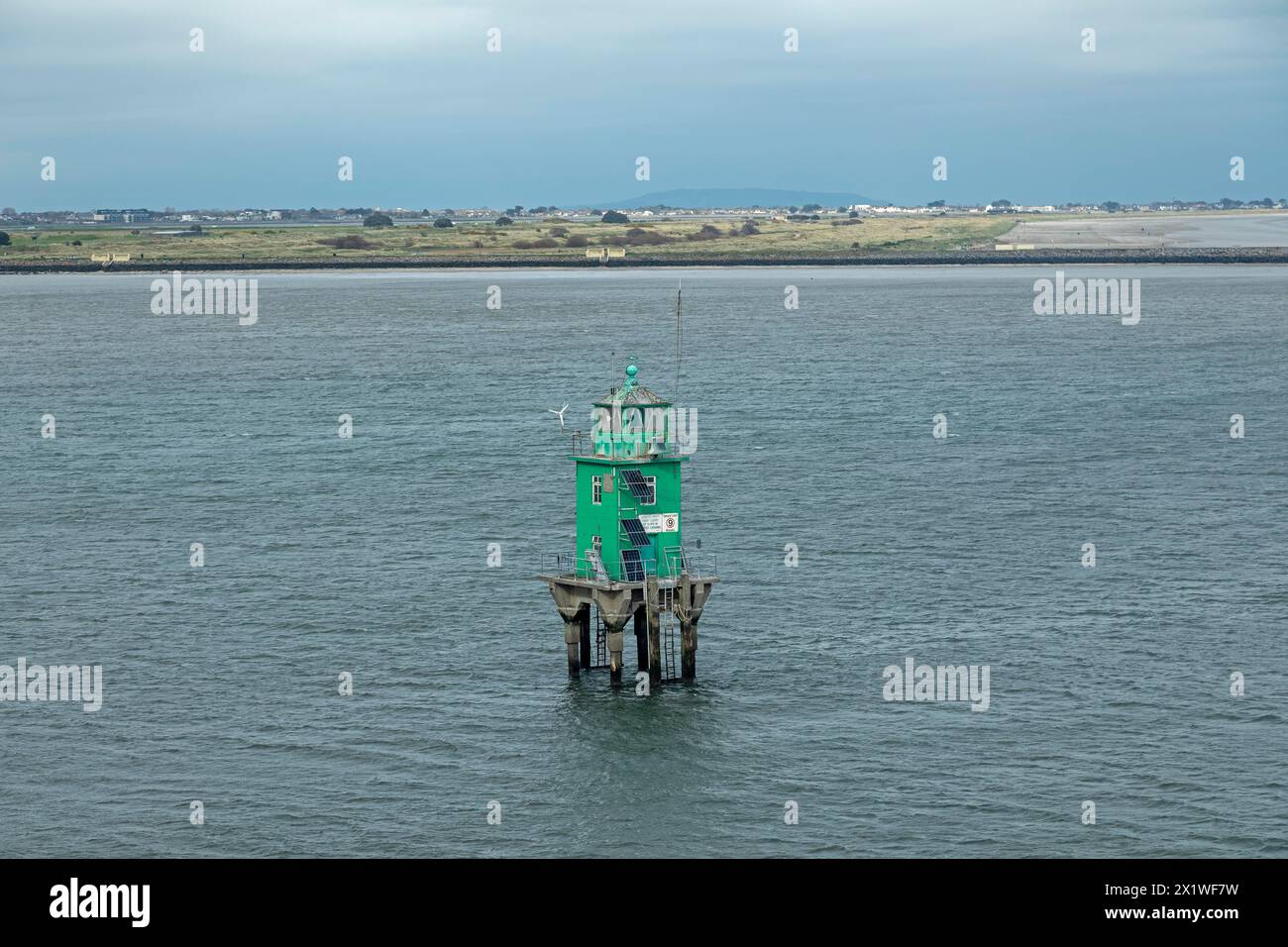 Green Lighthouse, Dublin Bay, Dublin, Republic of Ireland Stock Photo