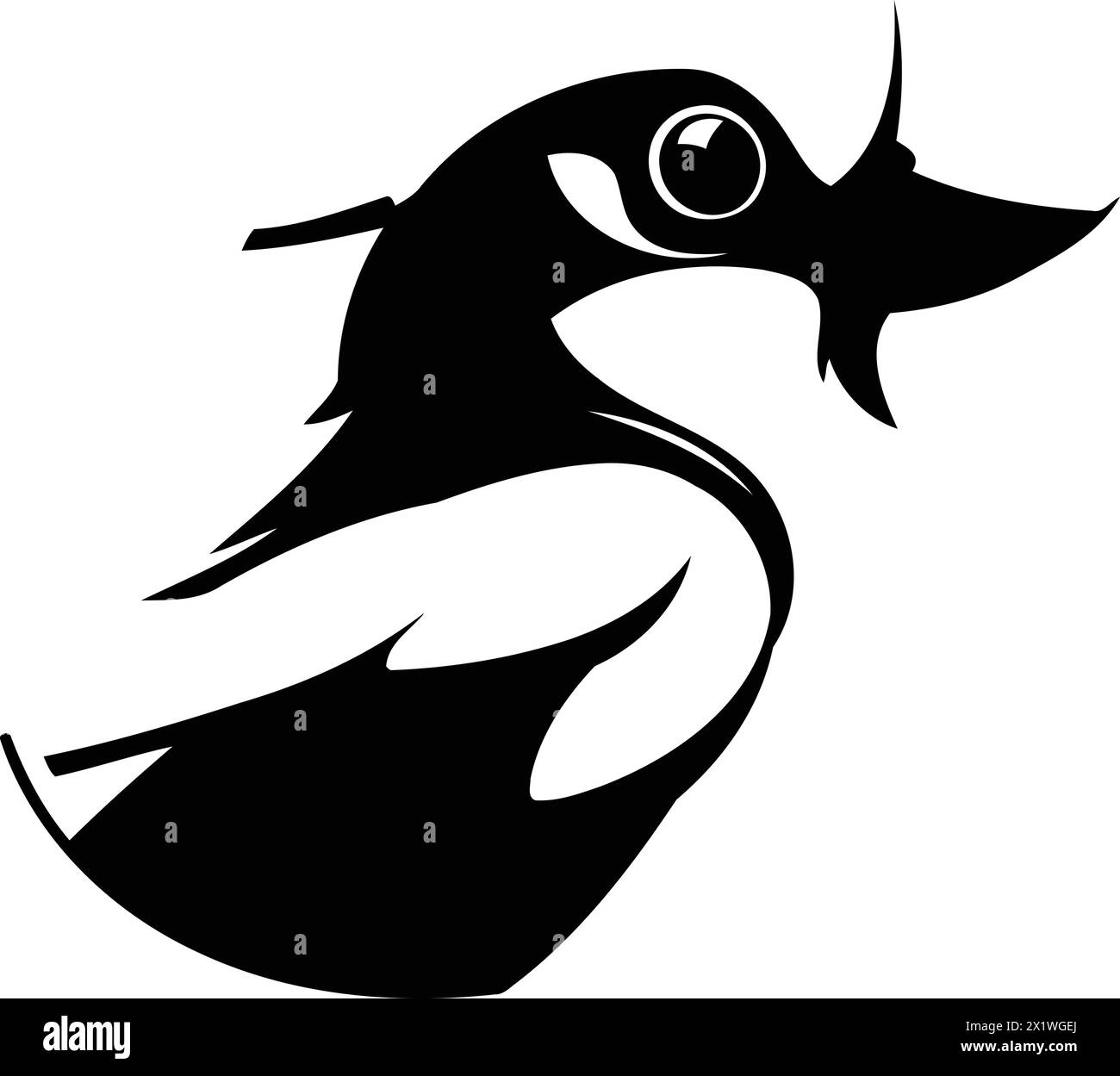 Cute blue bird cartoon vector Illustration isolated on a white