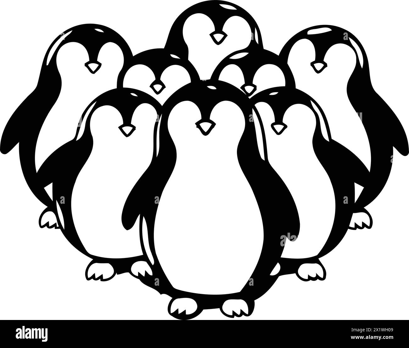 Penguin family. Vector illustration of a group of penguins Stock Vector