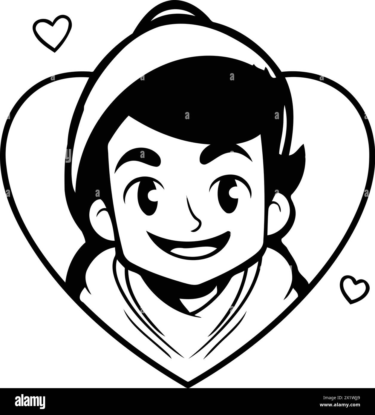 Vector illustration of a man in a red cap with a heart Stock Vector