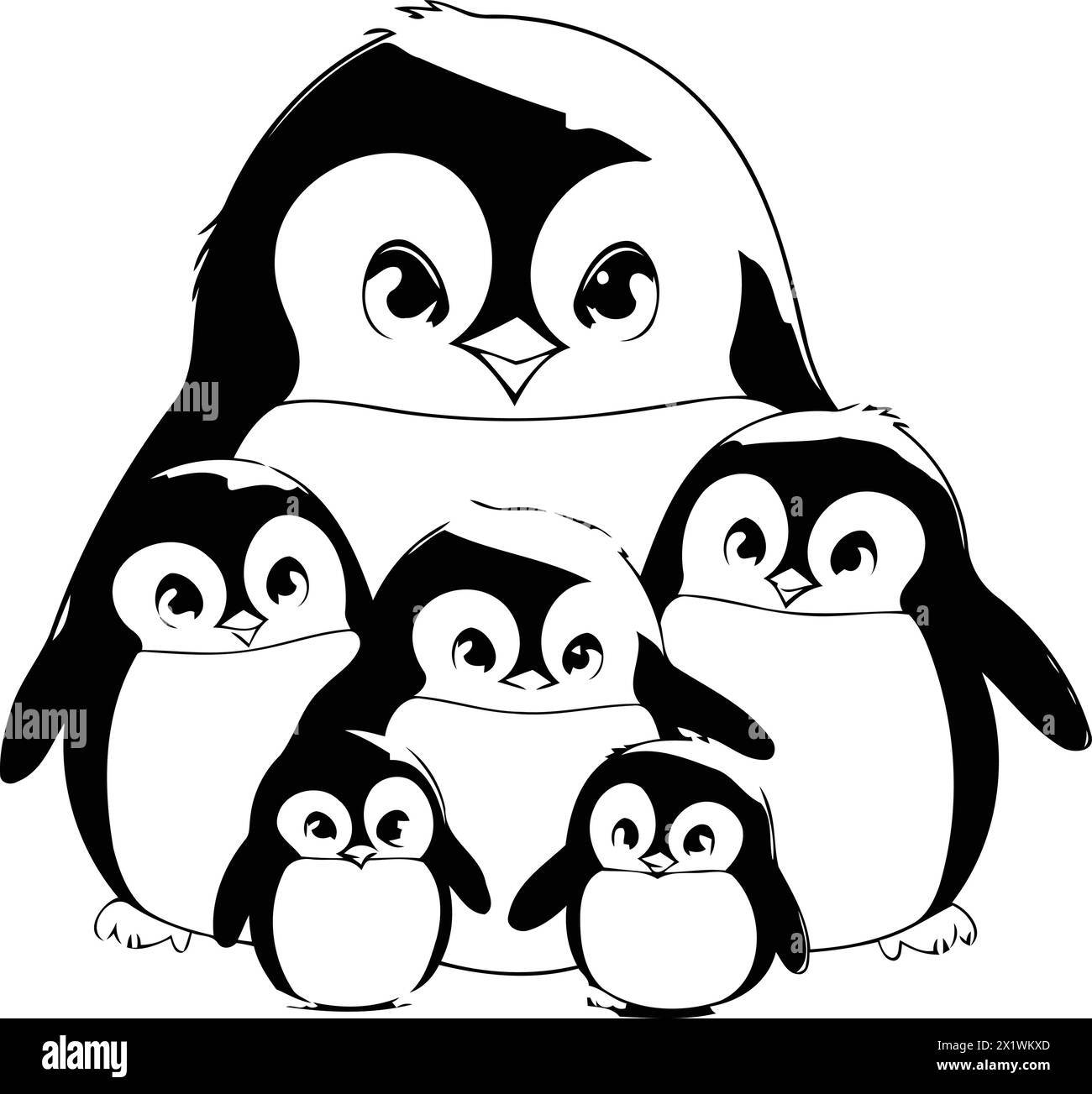 Penguin family. Cute cartoon penguins. Vector illustration Stock Vector