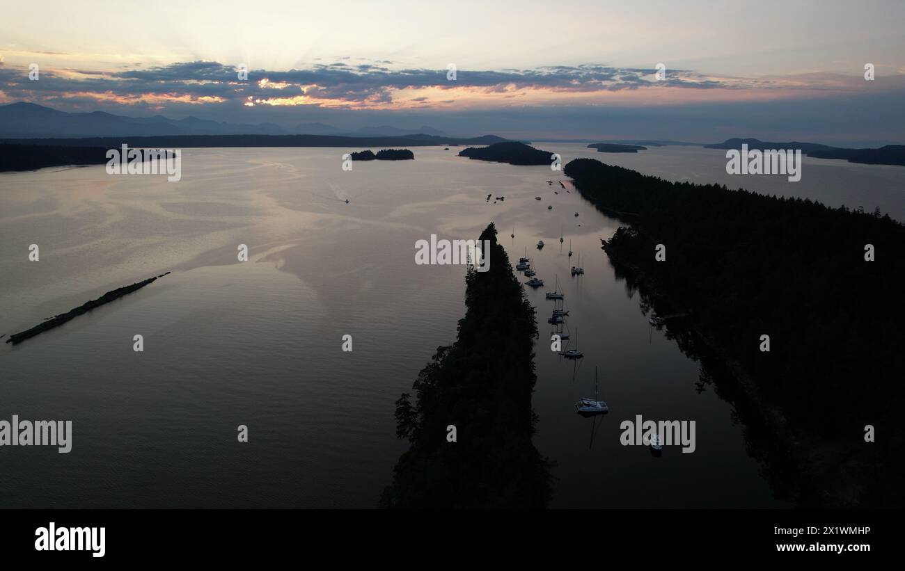 Aerial photo of Princess Cove, Wallace Island Marine Provincial Park, Gulf Islands, British Columbia, Canada. Stock Photo