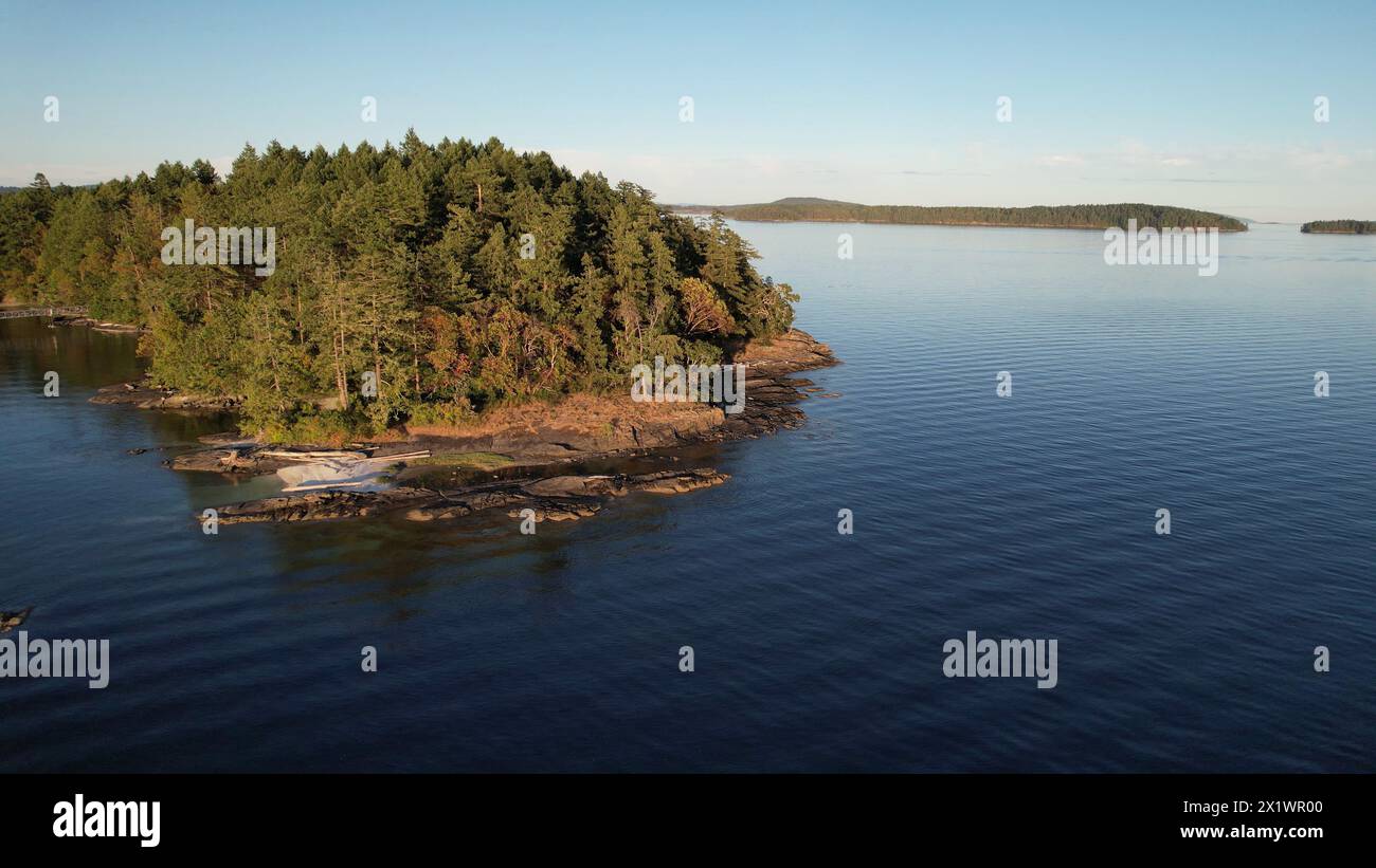 Aerial photograph of Russell Island, Gulf Islands National Park, British Columbia, Canada. Stock Photo