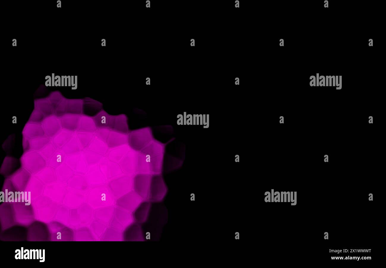 Pink Polygonal Shapes on black background. Honeycomb pattern. Stock Photo