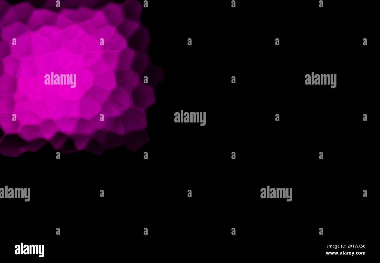 Pink Polygonal Shapes on black background. Honeycomb pattern. Stock Photo