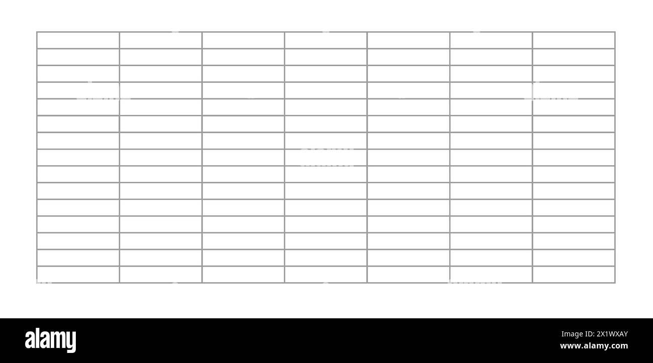 Simple table chart with 7 columns for planning. Weekly planner table ...