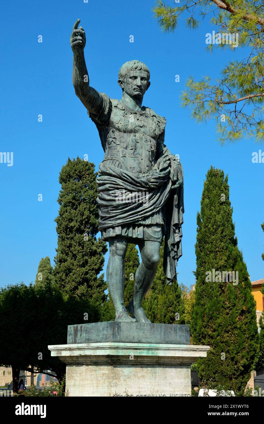 The Copy of the Statue of Augustus. Pincio Area. Fano. Marche. Italy Stock Photo