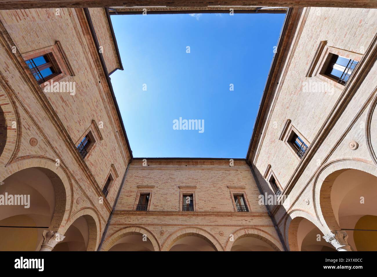 Courtyard of Palazzo Bonafede. Monte San Giusto. Marche. Italy Stock Photo