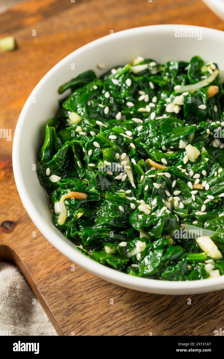 Homemade Korean Spinach Sigeumnchi Namul Banchan Side Dish Stock Photo