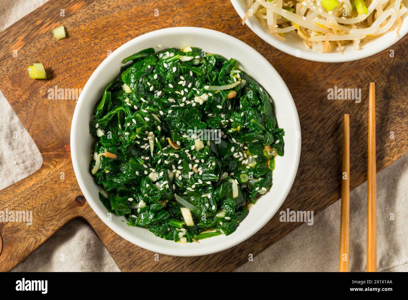 Homemade Korean Spinach Sigeumnchi Namul Banchan Side Dish Stock Photo