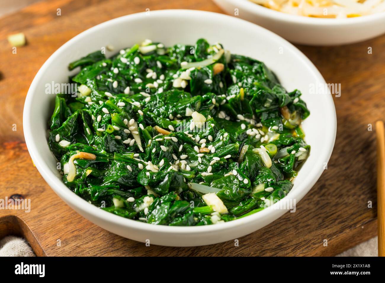 Homemade Korean Spinach Sigeumnchi Namul Banchan Side Dish Stock Photo
