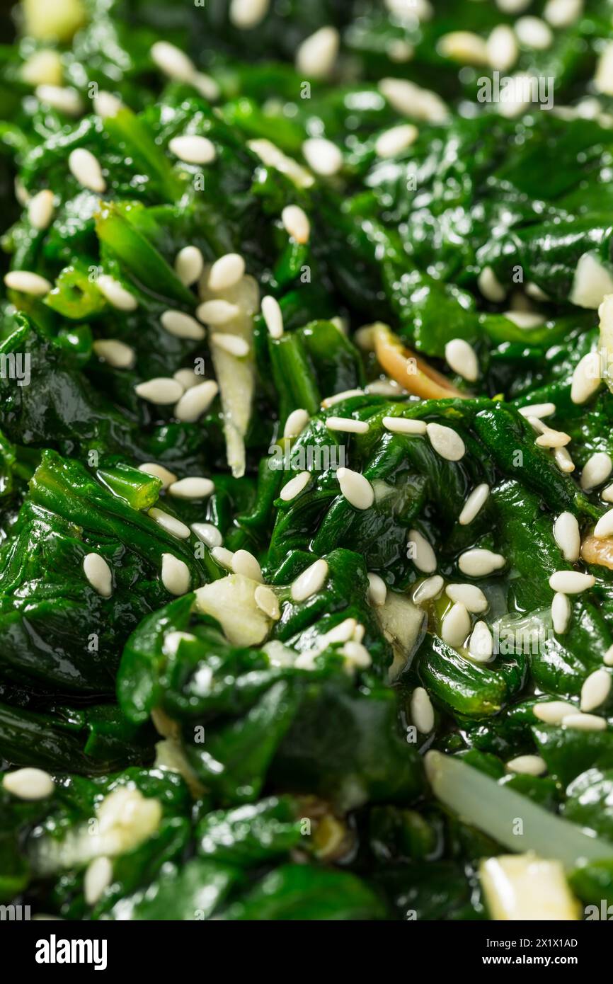Homemade Korean Spinach Sigeumnchi Namul Banchan Side Dish Stock Photo