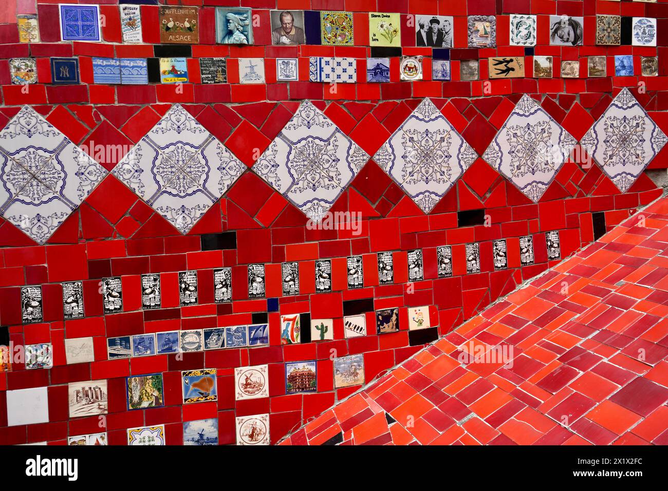 Colourful tiles on The Selaron Steps, or Escadaria Selarón, colourful ...
