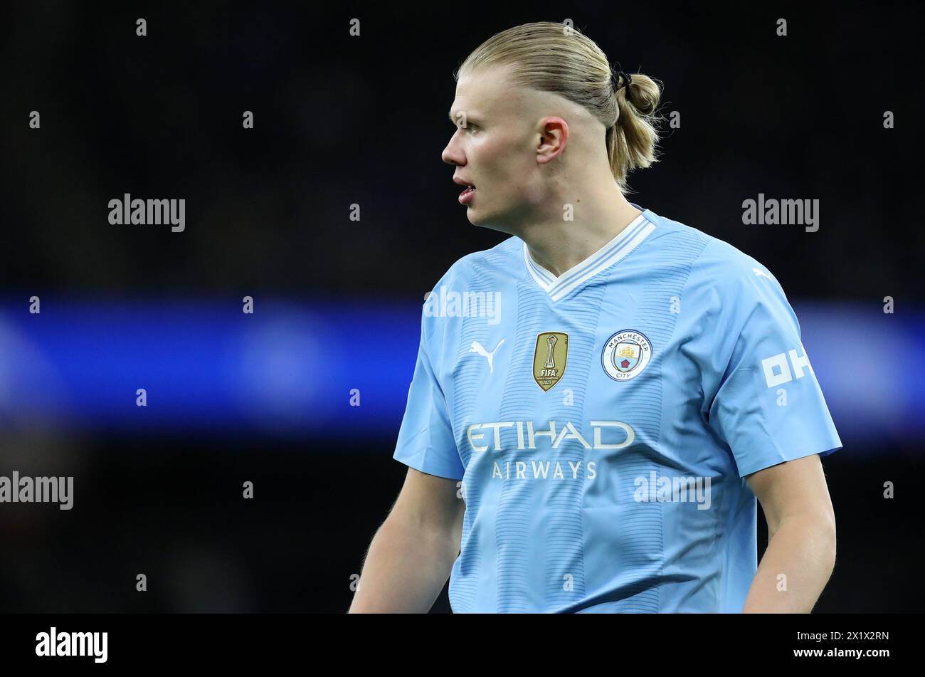 Etihad Stadium, Manchester, UK. 17th Apr, 2024. Champions League Football, Quarter Final, Manchester City versus Real Madrid; Erling Haaland of Manchester City Credit: Action Plus Sports/Alamy Live News Stock Photo