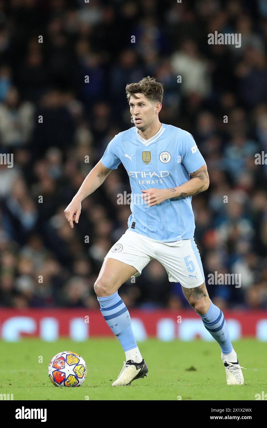 Etihad Stadium, Manchester, UK. 17th Apr, 2024. Champions League Football, Quarter Final, Manchester City versus Real Madrid; John Stones of Manchester City runs with the ball Credit: Action Plus Sports/Alamy Live News Stock Photo
