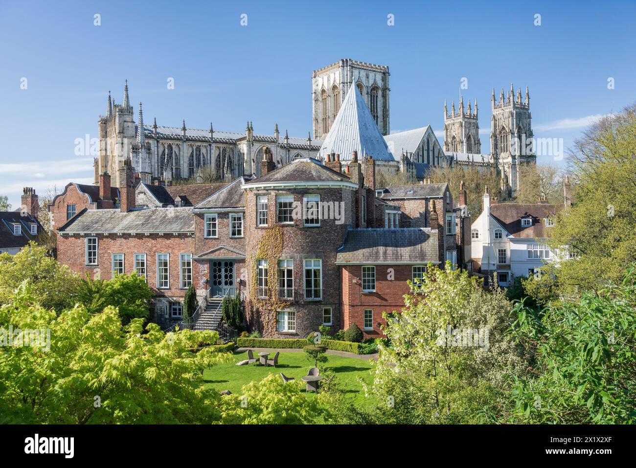 York Minster viewed from the Bar Walls in springtime, York, England Stock Photo