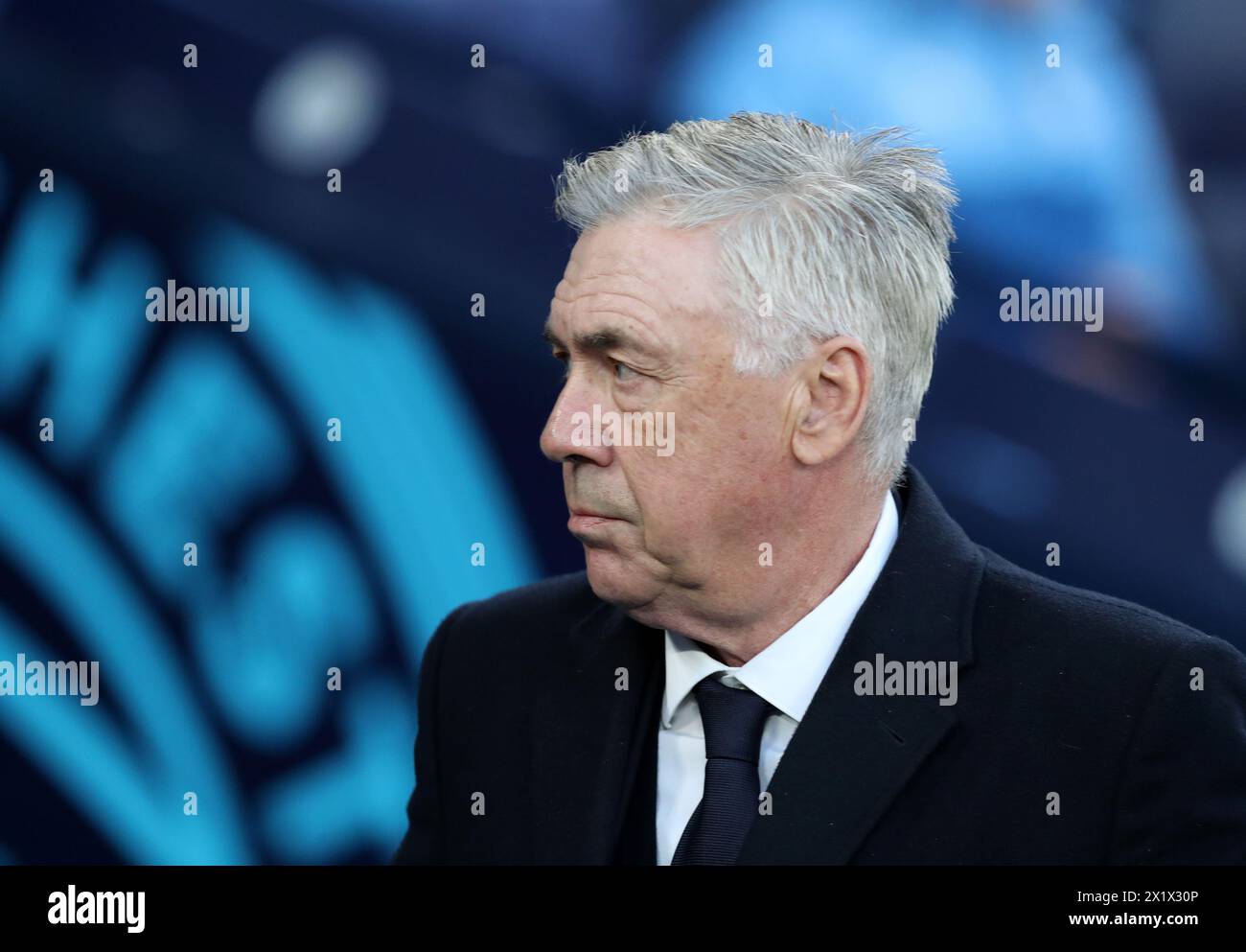 Etihad Stadium, Manchester, UK. 17th Apr, 2024. Champions League Football, Quarter Final, Manchester City versus Real Madrid; Real Madrid manager Carlo Ancelloti Credit: Action Plus Sports/Alamy Live News Stock Photo