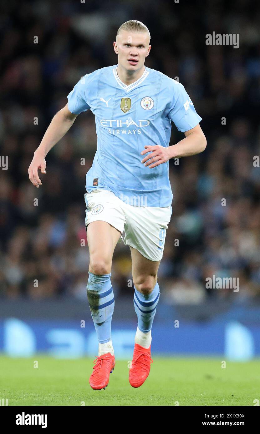 Etihad Stadium, Manchester, UK. 17th Apr, 2024. Champions League Football, Quarter Final, Manchester City versus Real Madrid; Erling Haaland of Manchester City Credit: Action Plus Sports/Alamy Live News Stock Photo
