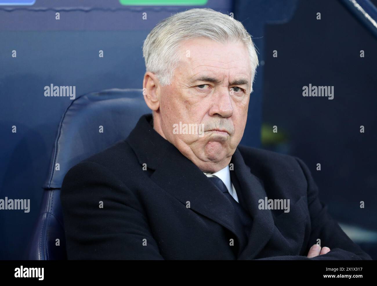 Etihad Stadium, Manchester, UK. 17th Apr, 2024. Champions League Football, Quarter Final, Manchester City versus Real Madrid; Real Madrid manager Carlo Ancelloti Credit: Action Plus Sports/Alamy Live News Stock Photo
