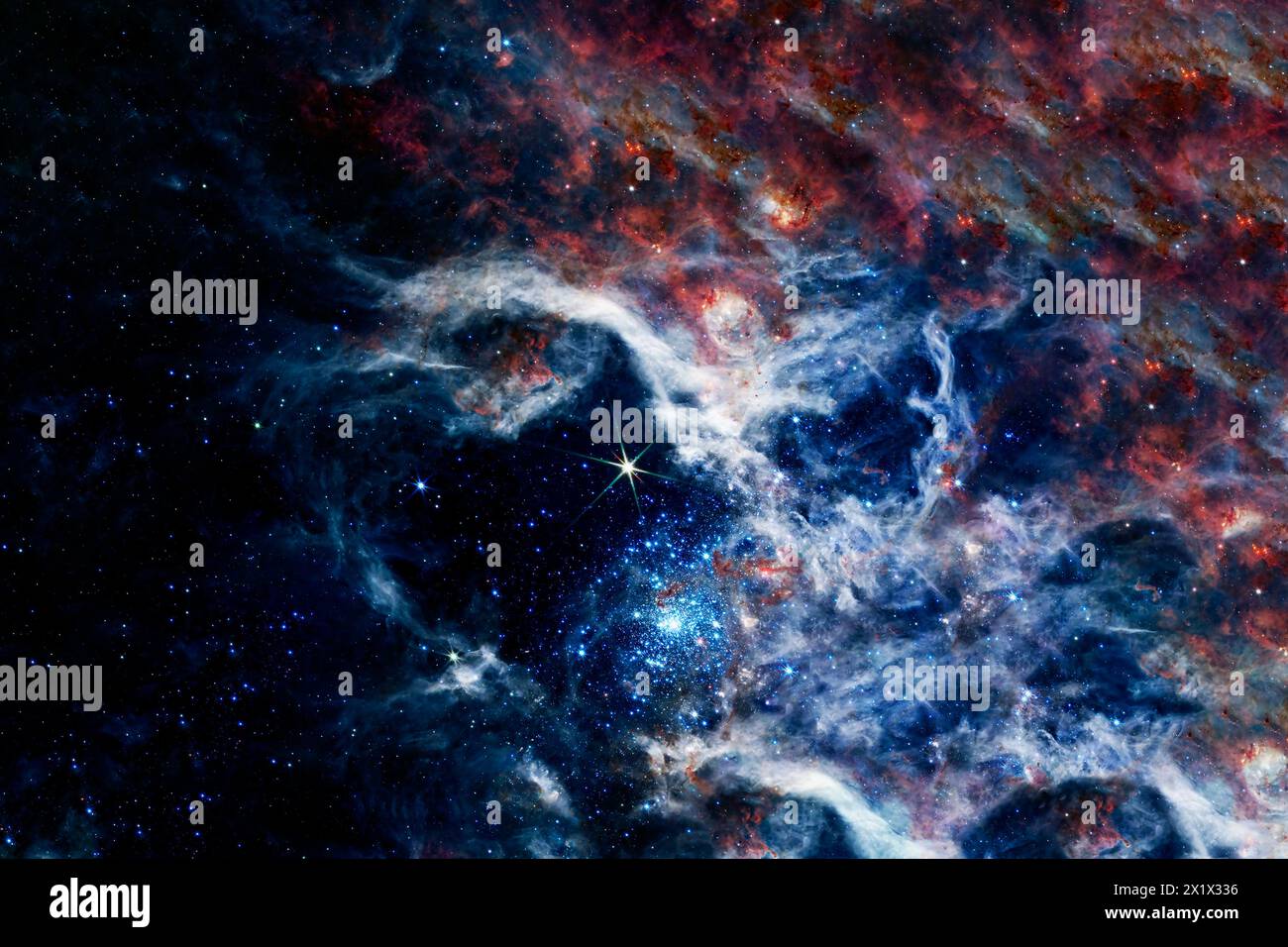 Beautiful blue cosmic nebula. Elements of this image furnished by NASA ...