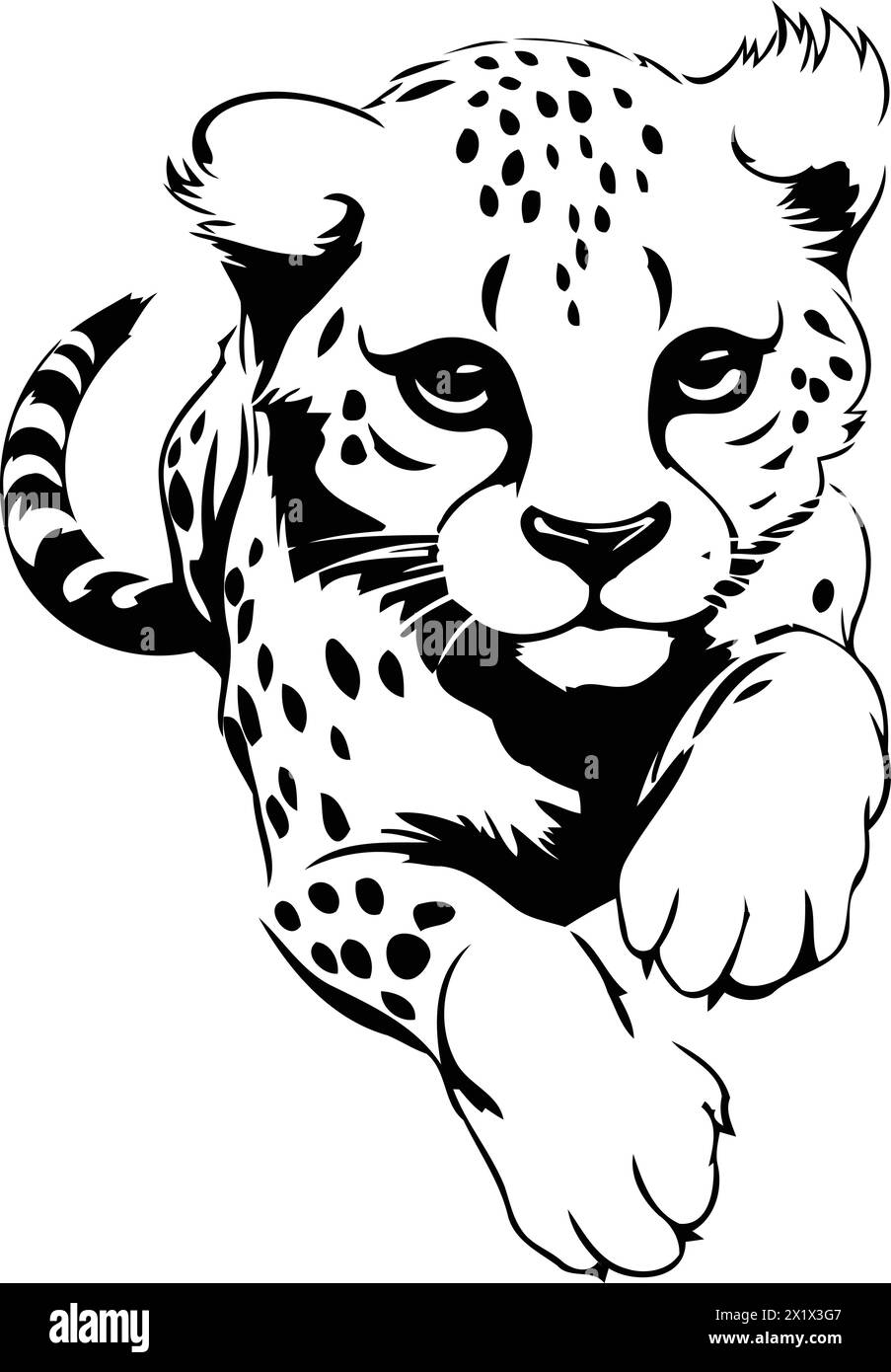 Cheetah running with splashes of ink. Vector illustration. Stock Vector
