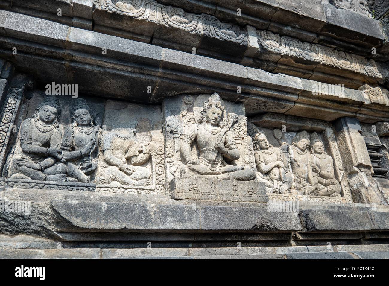 Prambanan stone relief carving detail, Prambanan temple, a 9th-century ...