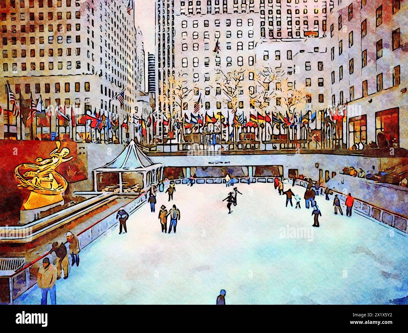 Rink in rockefeller center hi-res stock photography and images - Alamy