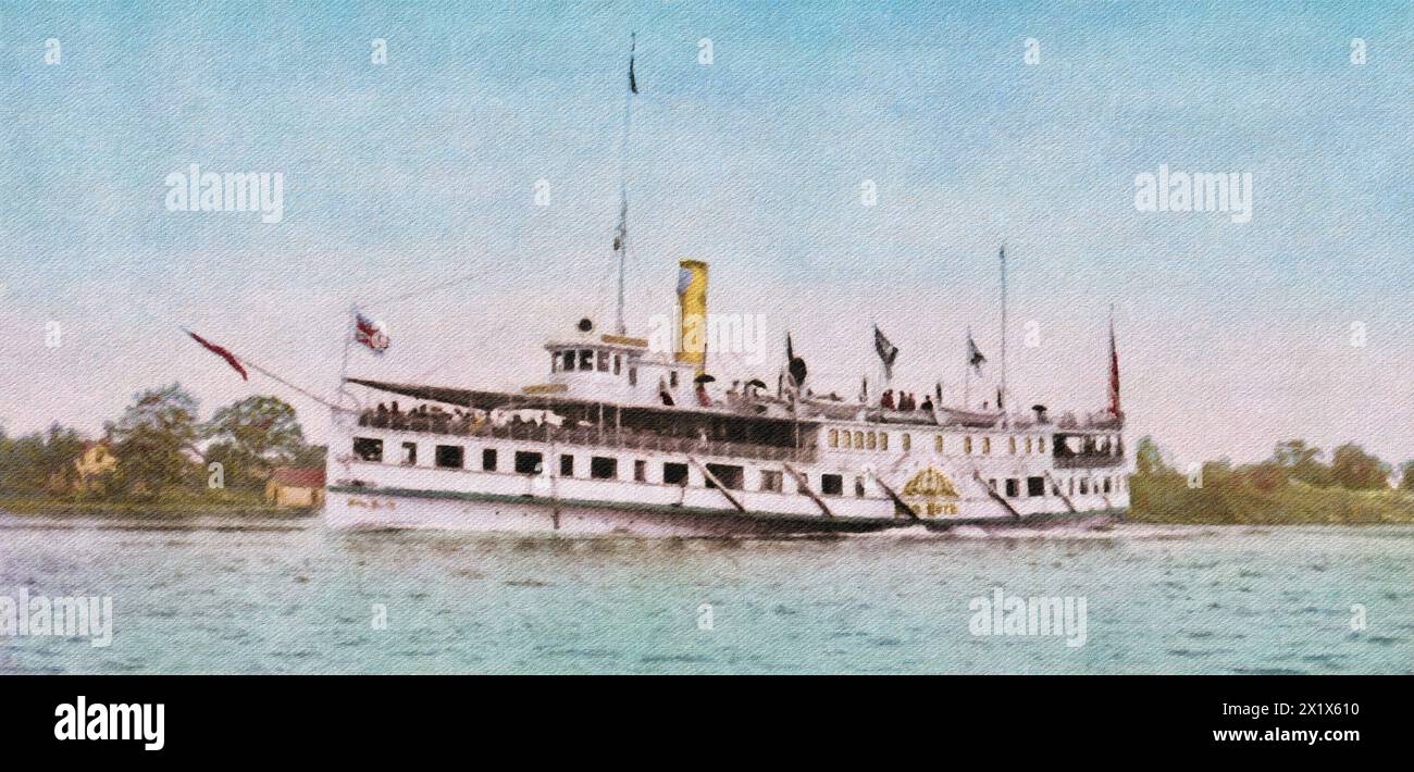 Steamer New York, Thousand Islands, St. Lawrence River, New York 1902. Stock Photo