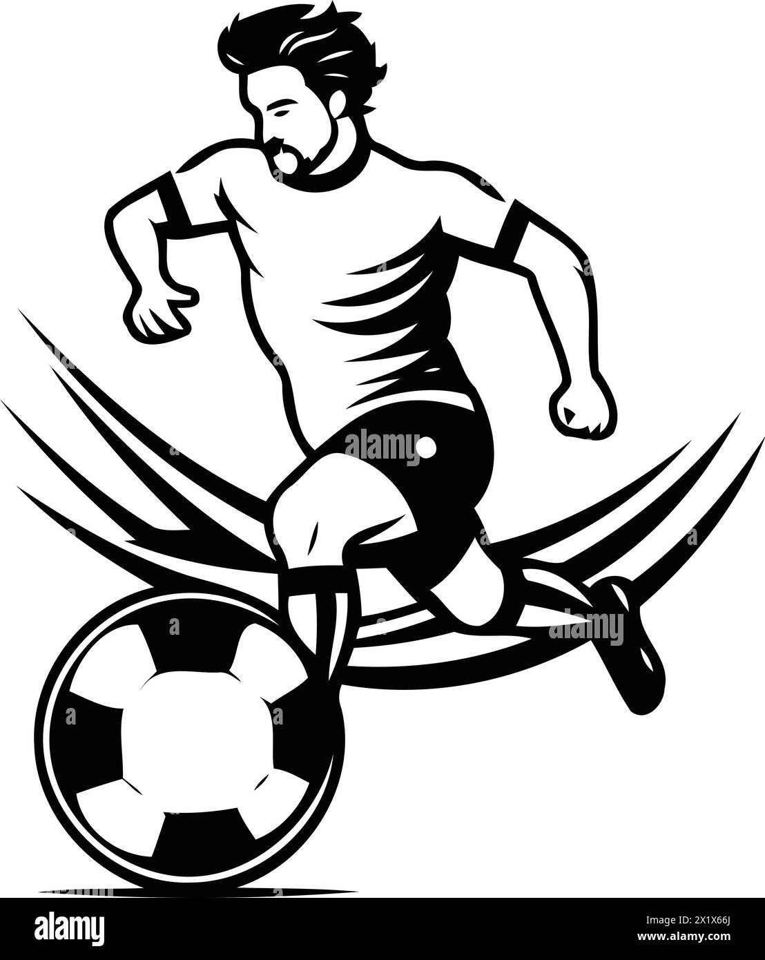 Soccer player with ball. Vector illustration on a white background. Stock Vector