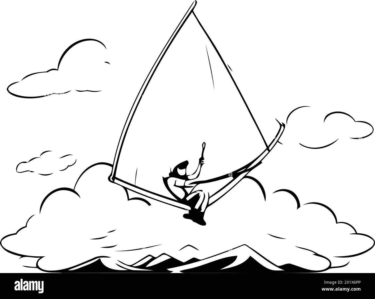 Windsurfing design over white background. vector illustration eps10 Stock Vector