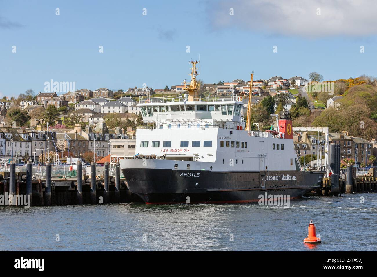 Caledonian MacBrayne MV Argyle berthed at Rothesay pier, Isle of Bute, Firth of Clyde, Scotland, UK Stock Photo