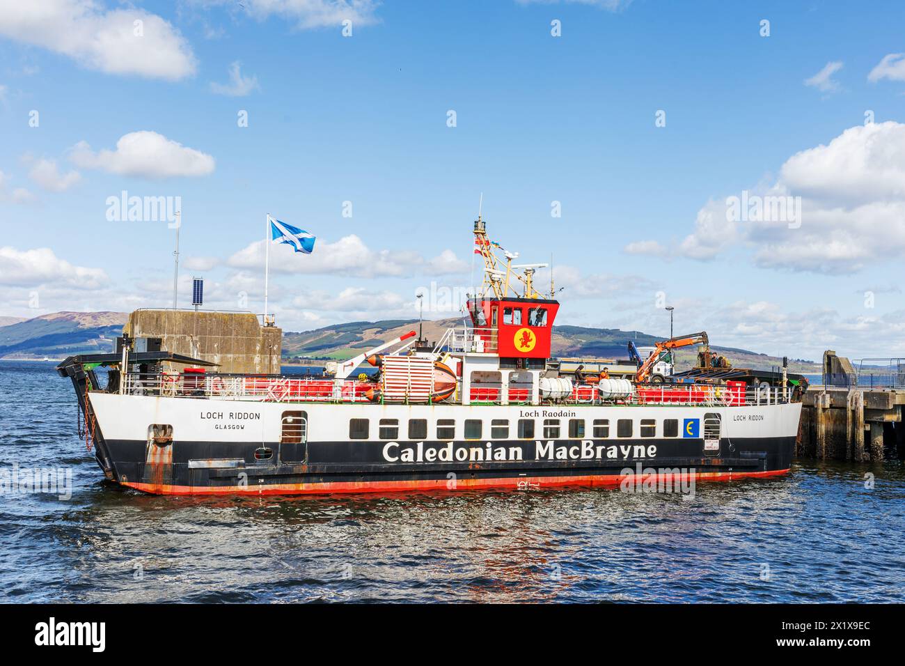 Caledonian MacBrayne MV Loch Riddon, Loch Raodain,  berthed at Rothesay pier, Isle of Bute, Firth of Clyde, Scotland, UK Stock Photo