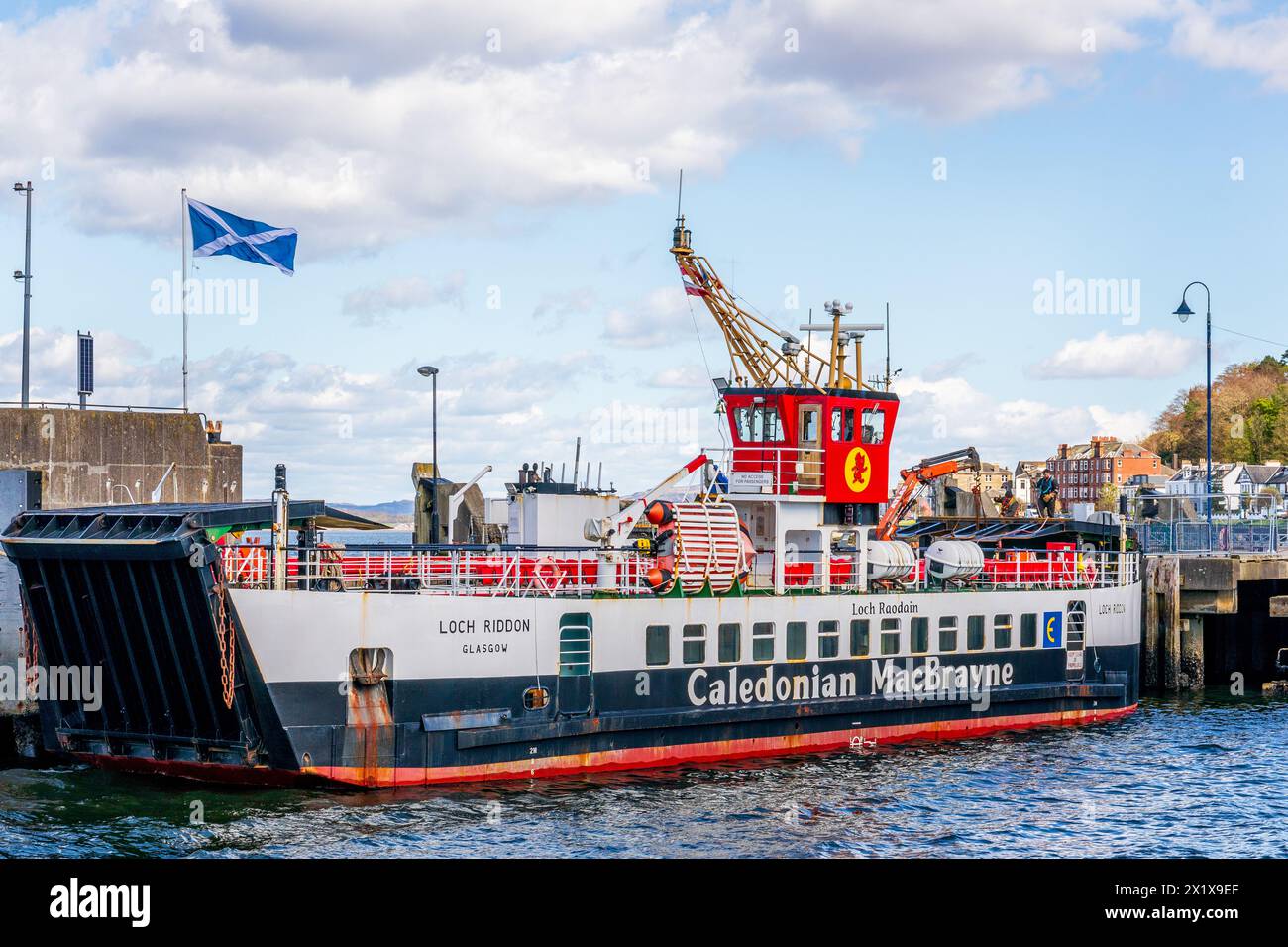 Caledonian MacBrayne MV Loch Riddon, Loch Raodain,  berthed at Rothesay pier, Isle of Bute, Firth of Clyde, Scotland, UK Stock Photo
