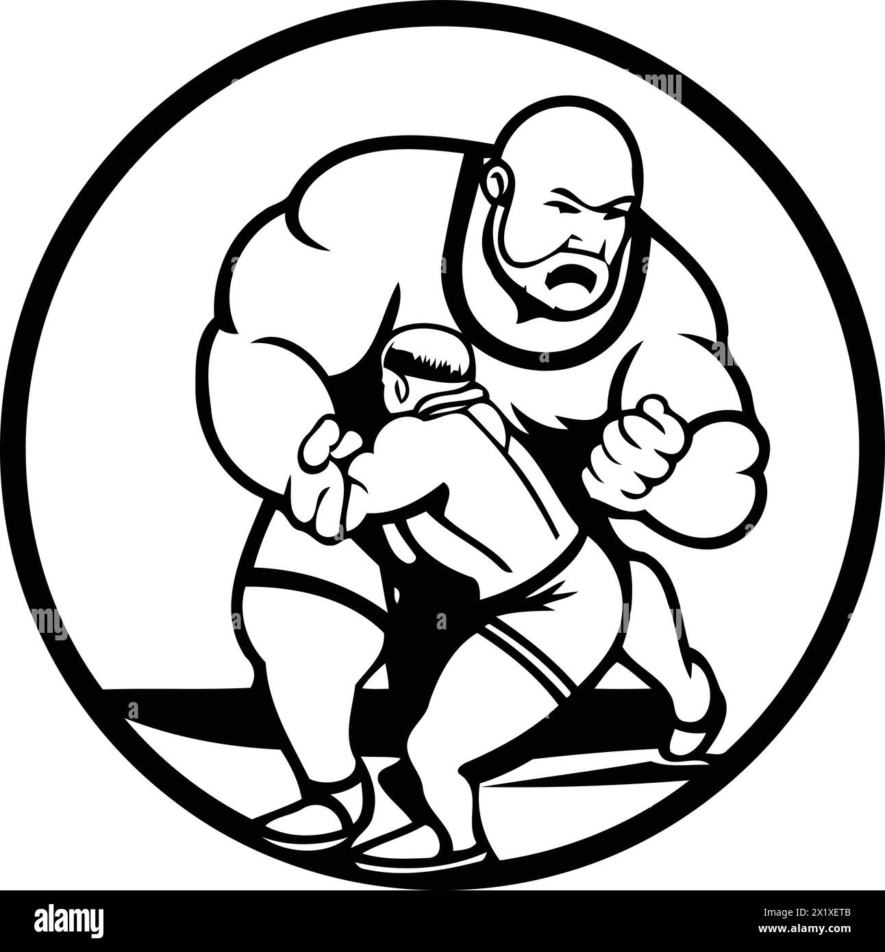 Oriental wrestling. Vector illustration of a sumo wrestler Stock Vector 