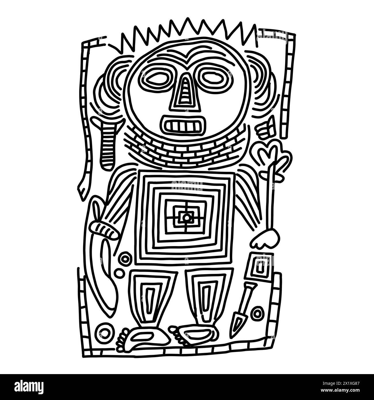 ancient idol petroglyph american native  line art symbol Stock Photo