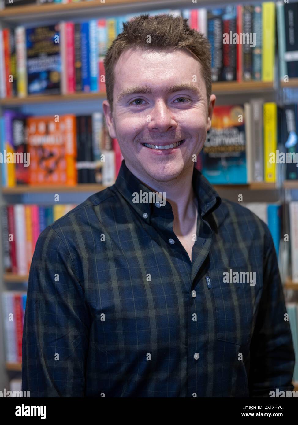 Brentwood Essex, UK. 18th Apr, 2024. B P Walter, author of The Dinner Guest and his new book Notes on a murder at an author event at Waterstones, Brentwood Essex Credit: Ian Davidson/Alamy Live News Stock Photo
