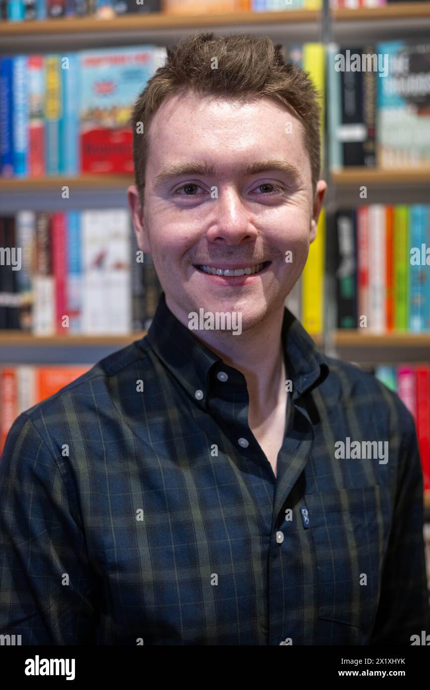 Brentwood Essex, UK. 18th Apr, 2024. B P Walter, author of The Dinner Guest and his new book Notes on a murder at an author event at Waterstones, Brentwood Essex Credit: Ian Davidson/Alamy Live News Stock Photo