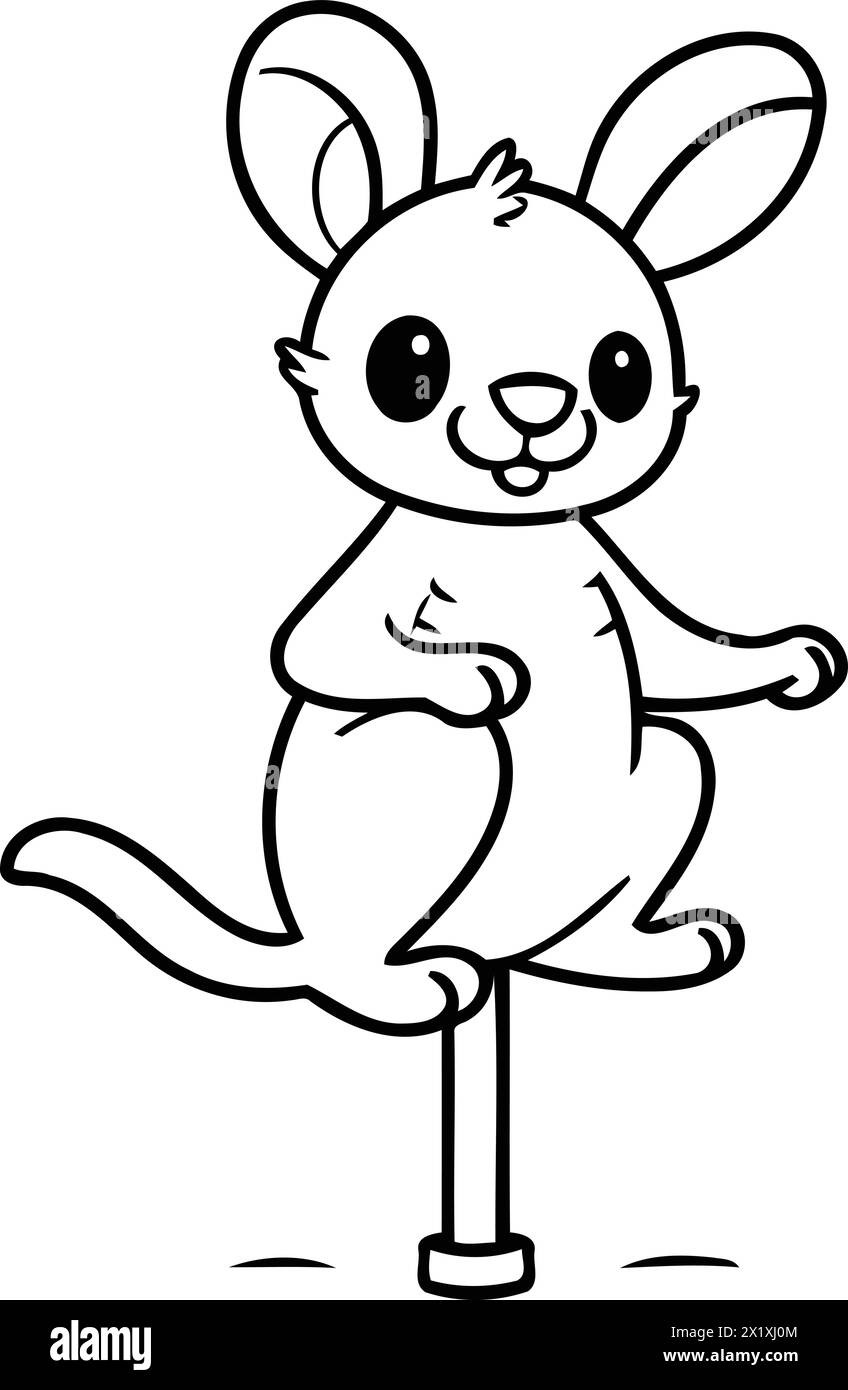 Cute kangaroo cartoon character isolated on white background. Vector illustration. Stock Vector