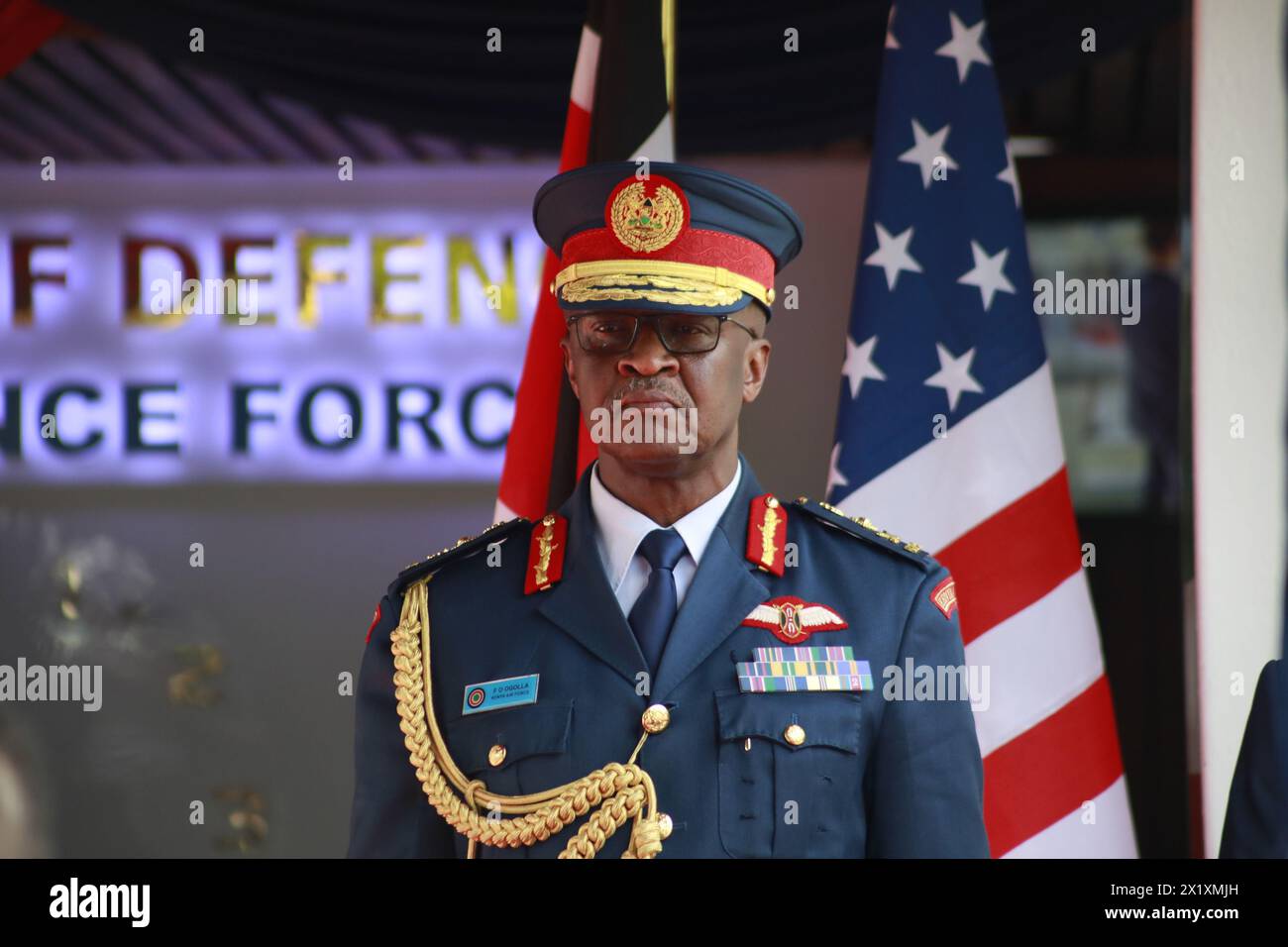 Nairobi, Kenya. 25th Sep, 2023. Chief of Defence Forces General Francis Ogolla of Kenya seen during a state visit by the United States Secretary of Defense Lloyd Austin (unseen) at the Department of Defence (DOD) in Nairobi. (Credit Image: © John Ochieng/SOPA Images via ZUMA Press Wire) EDITORIAL USAGE ONLY! Not for Commercial USAGE! Stock Photo