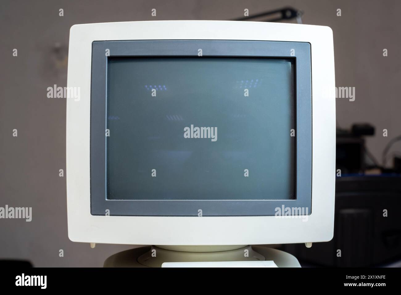 A vintage CRT monitor with blank screen, 43 aspect ratio, retro