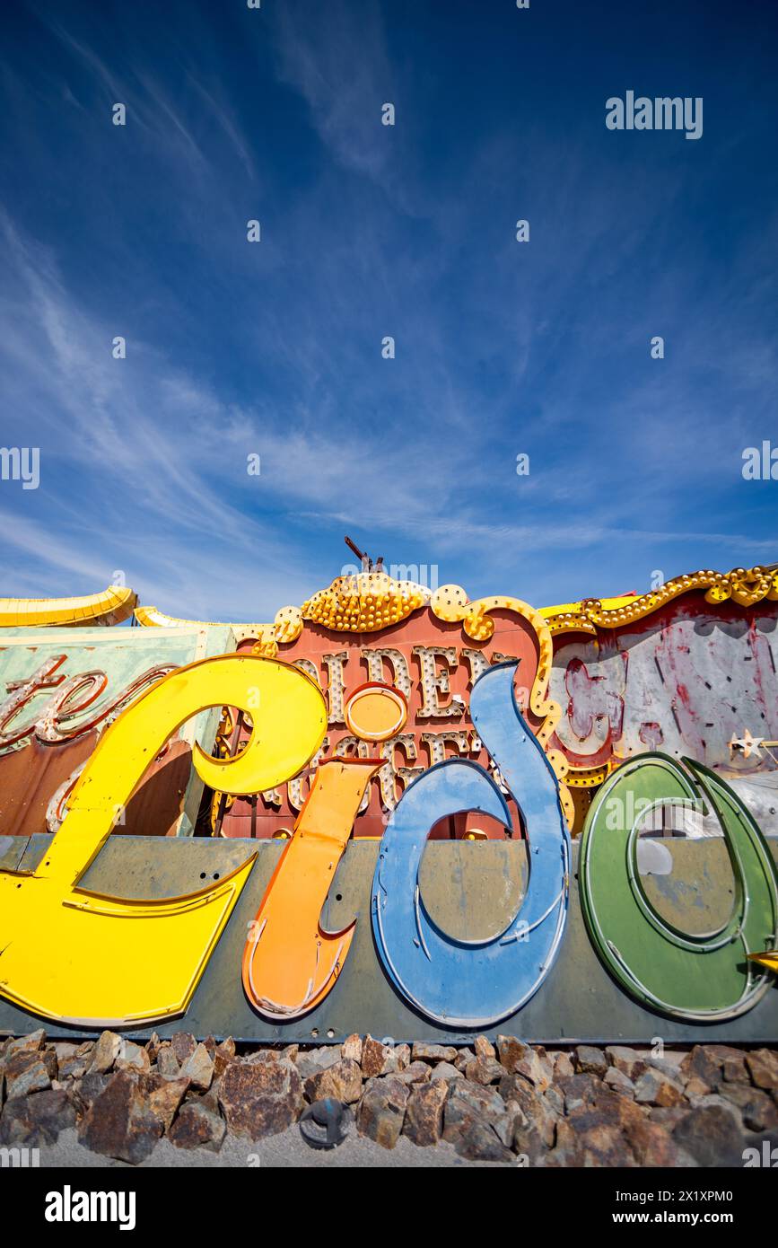 Abandoned and discarded neon sign of Lido in the Neon Museum aka Neon boneyard in Las Vegas, Nevada. Stock Photo