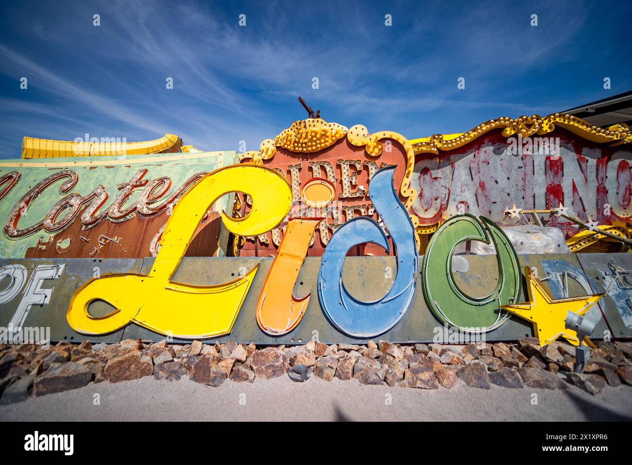 Abandoned and discarded neon sign of Lido in the Neon Museum aka Neon boneyard in Las Vegas, Nevada. Stock Photo