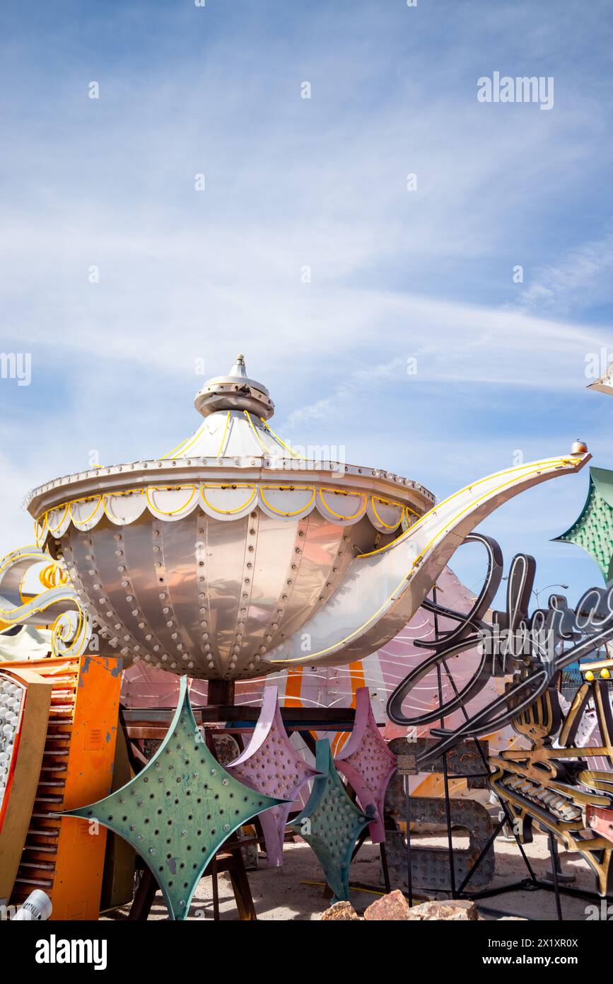 Abandoned and discarded neon signs in the Neon Museum aka Neon boneyard in Las Vegas, Nevada. Stock Photo