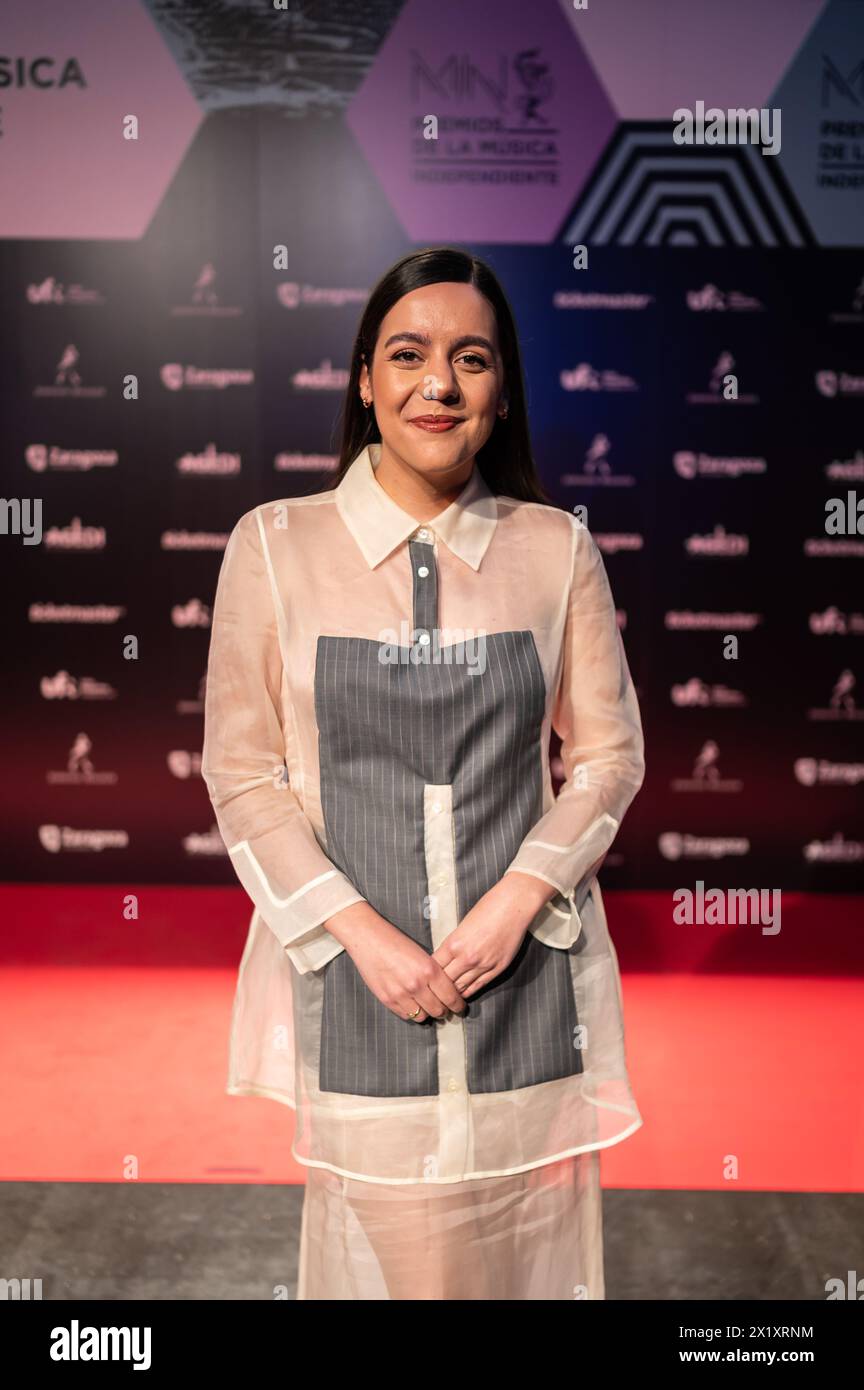 Valeria Castro, nominated for five awards in this edition, on the red carpet at the MIN Independent Music Awards 2024, Zaragoza, Spain Stock Photo