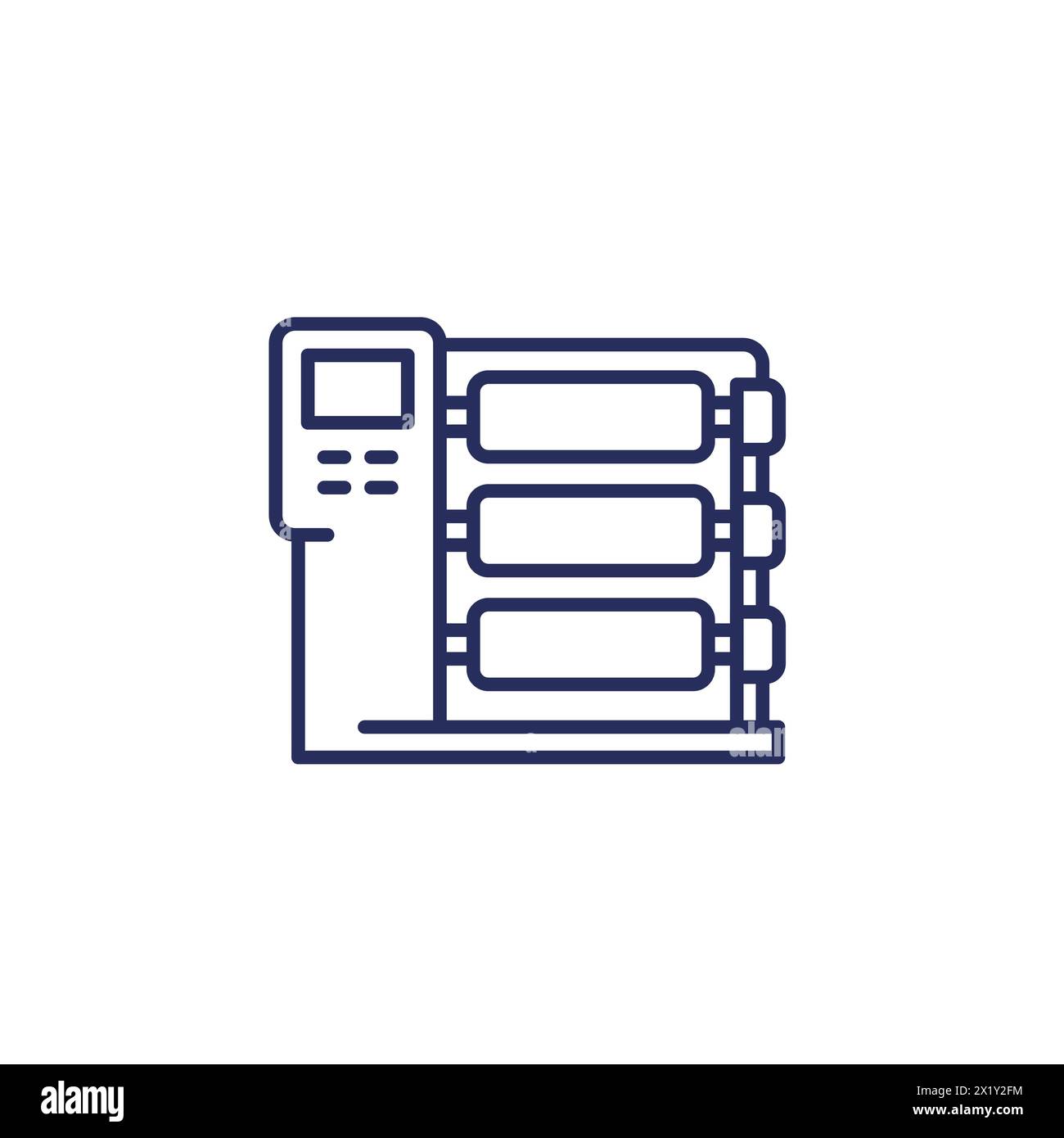 textile production line icon with a loom machine Stock Vector