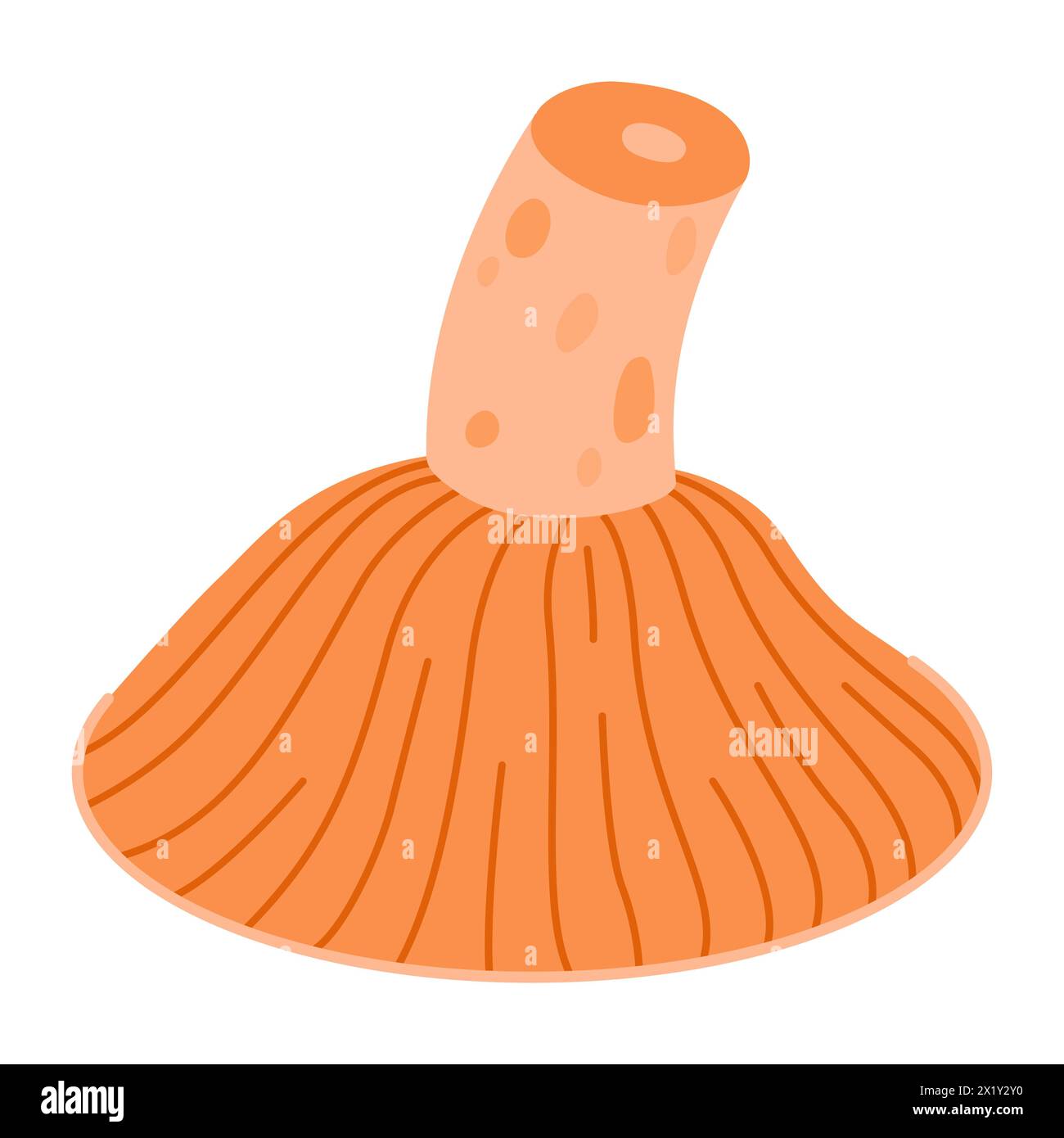 Saffron milk cap. Edible forest mushroom flat icon. Hand Drawn delicious milk cap cartoon style